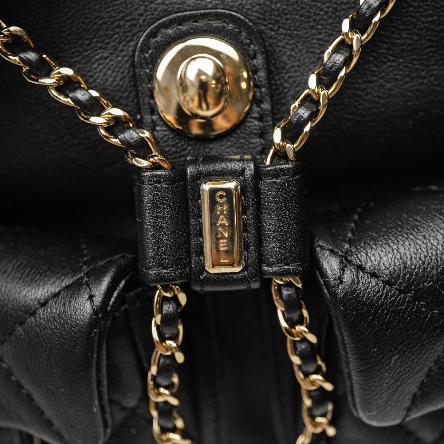 Chanel Mini Duma Backpack Black Calfskin Gold Hardware