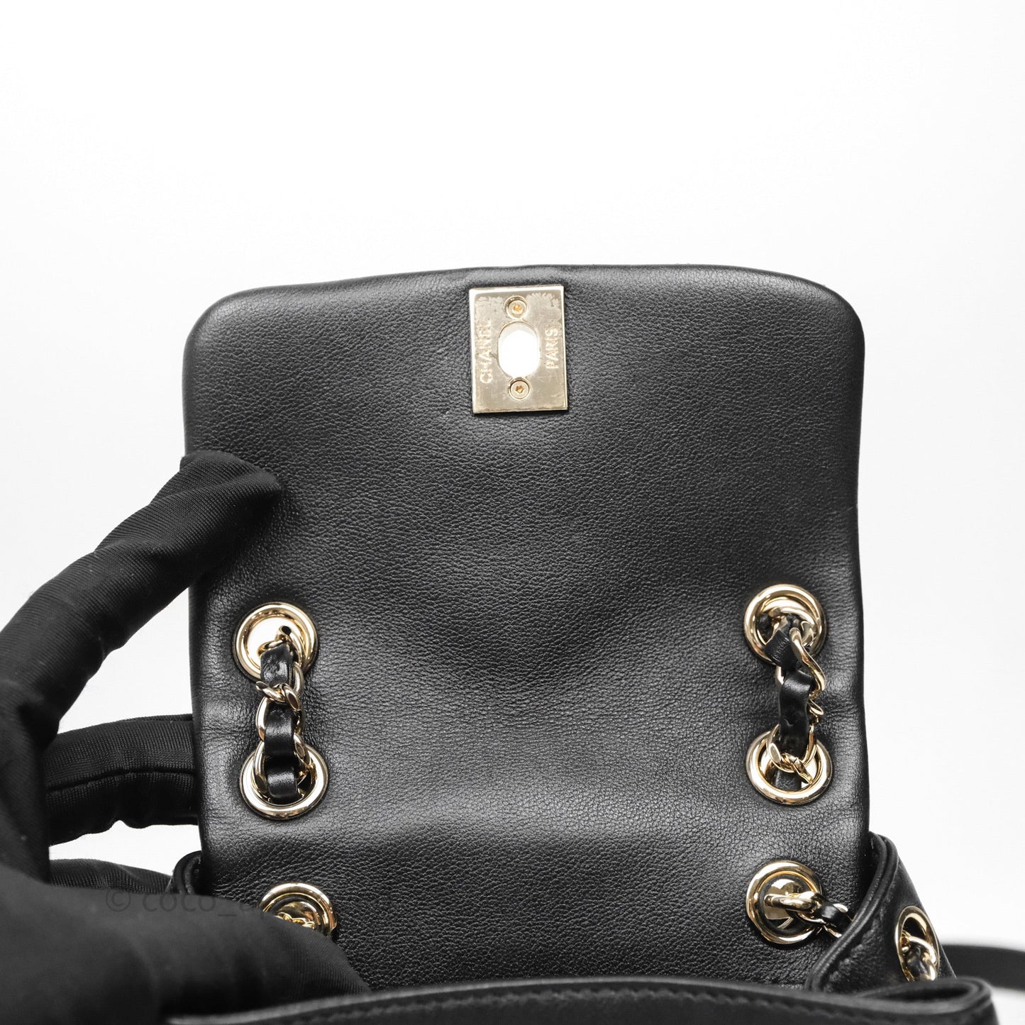 Chanel Mini Duma Backpack Black Calfskin Gold Hardware