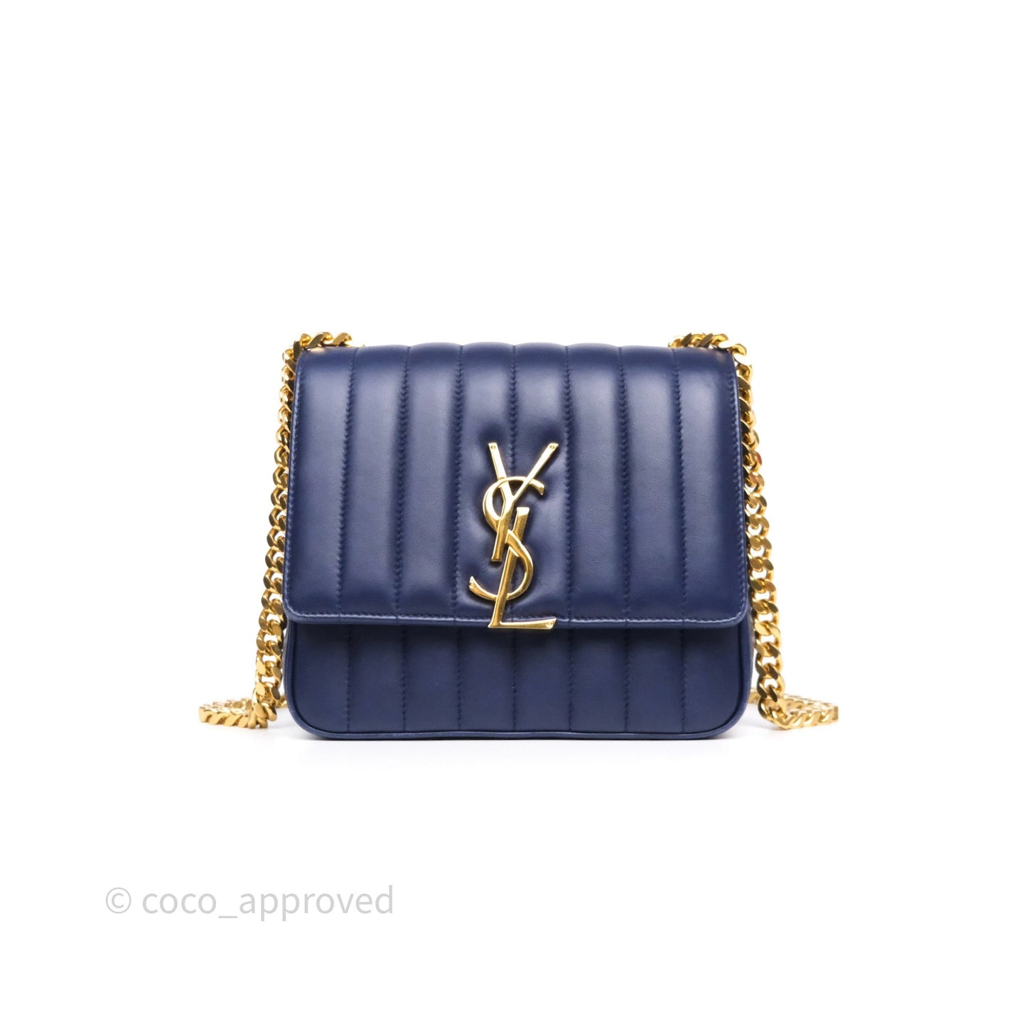 Saint Laurent Medium Vicky Bag Blue Lambskin Gold Hardware