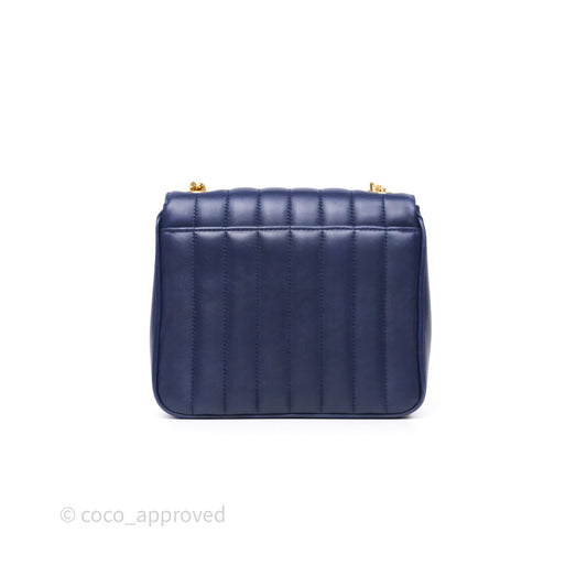 Saint Laurent Medium Vicky Bag Blue Lambskin Gold Hardware