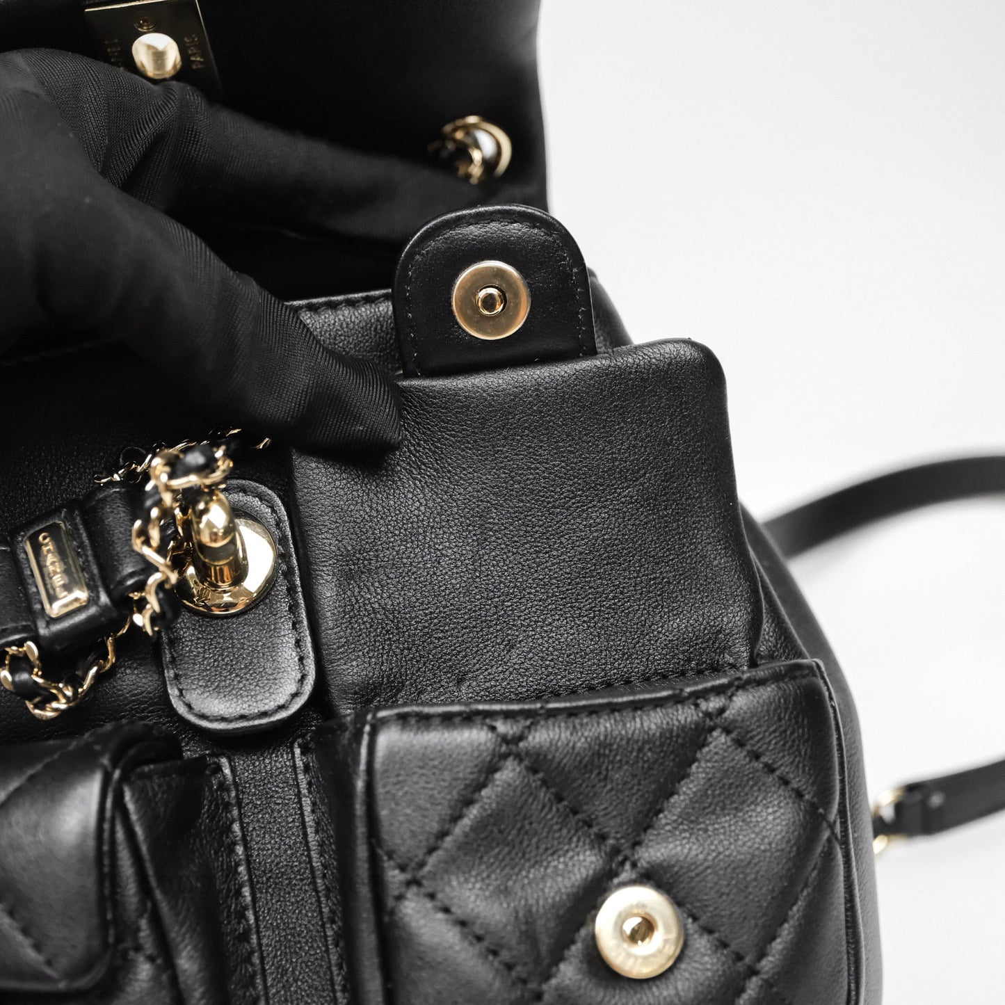 Chanel Mini Duma Backpack Black Calfskin Gold Hardware
