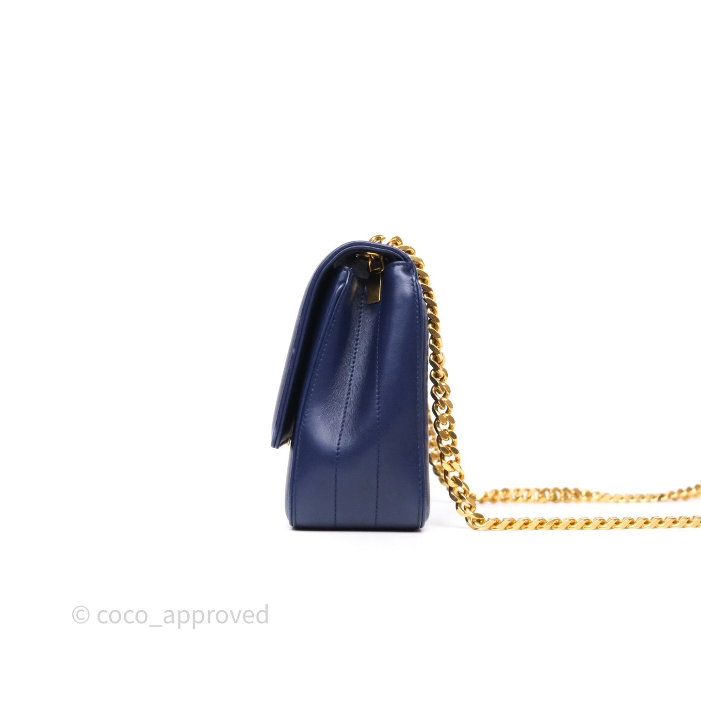 Saint Laurent Medium Vicky Bag Blue Lambskin Gold Hardware