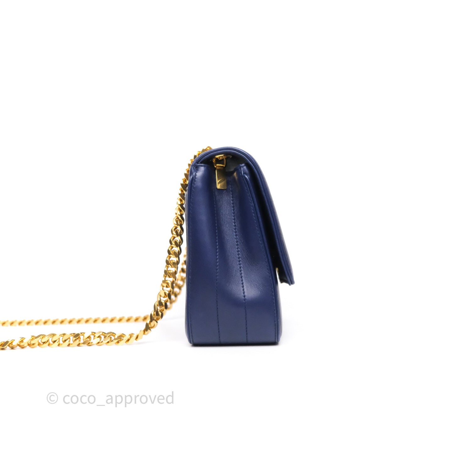 Saint Laurent Medium Vicky Bag Blue Lambskin Gold Hardware