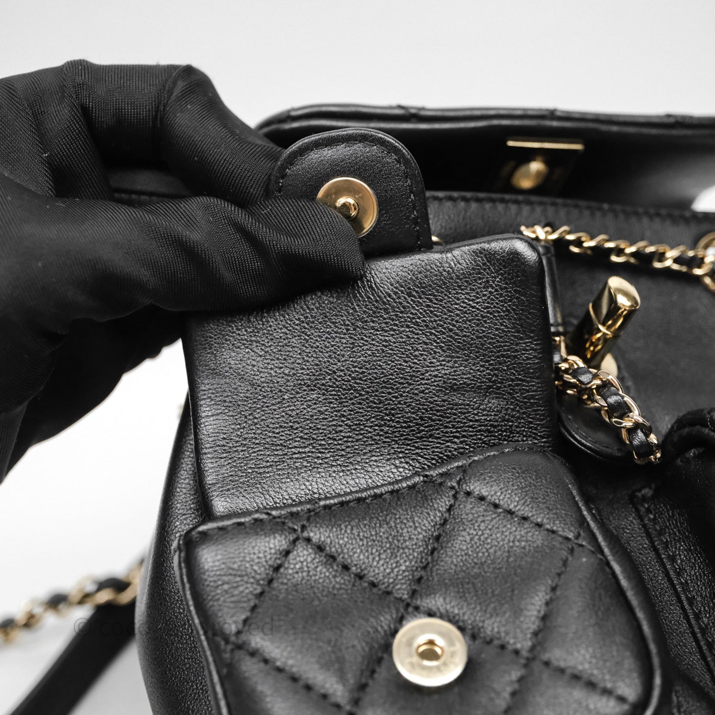 Chanel Mini Duma Backpack Black Calfskin Gold Hardware