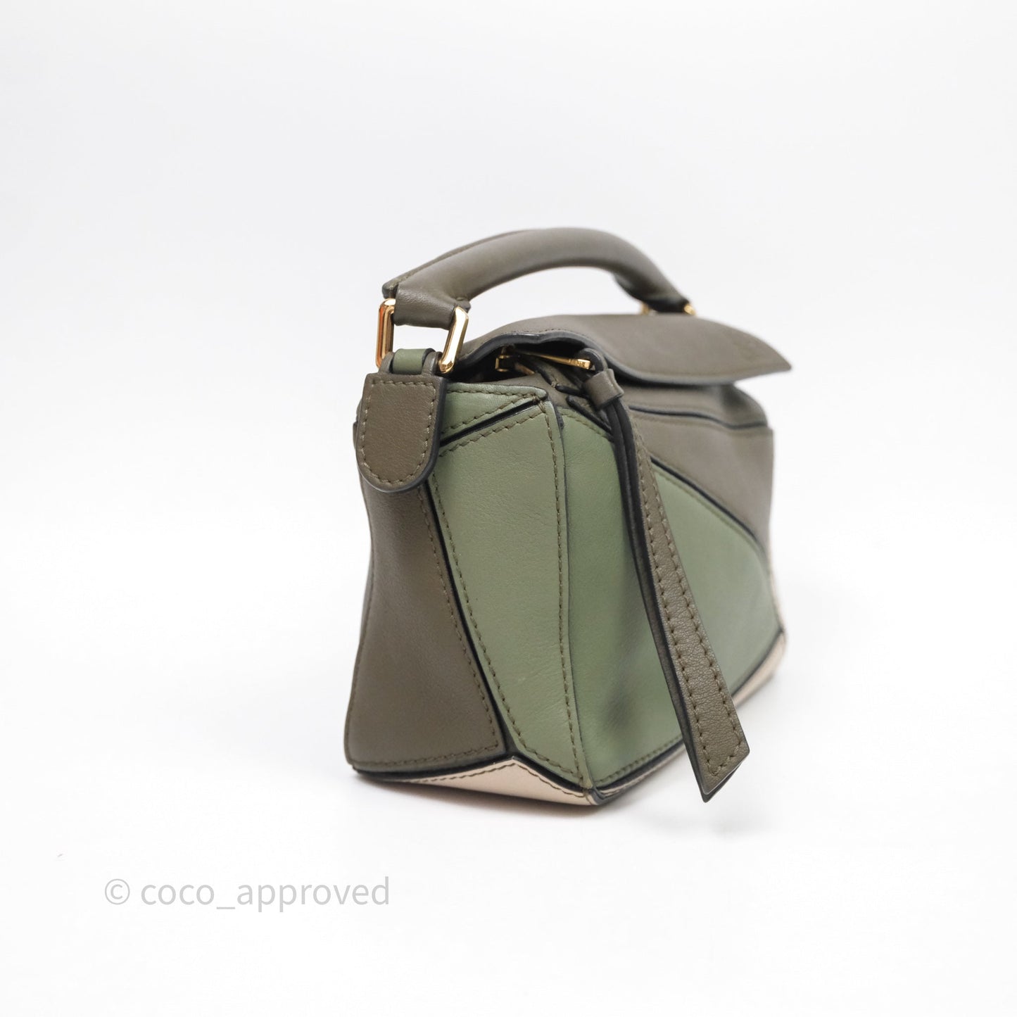 Loewe Mini Puzzle Bag Green Calfskin Gold Hardware