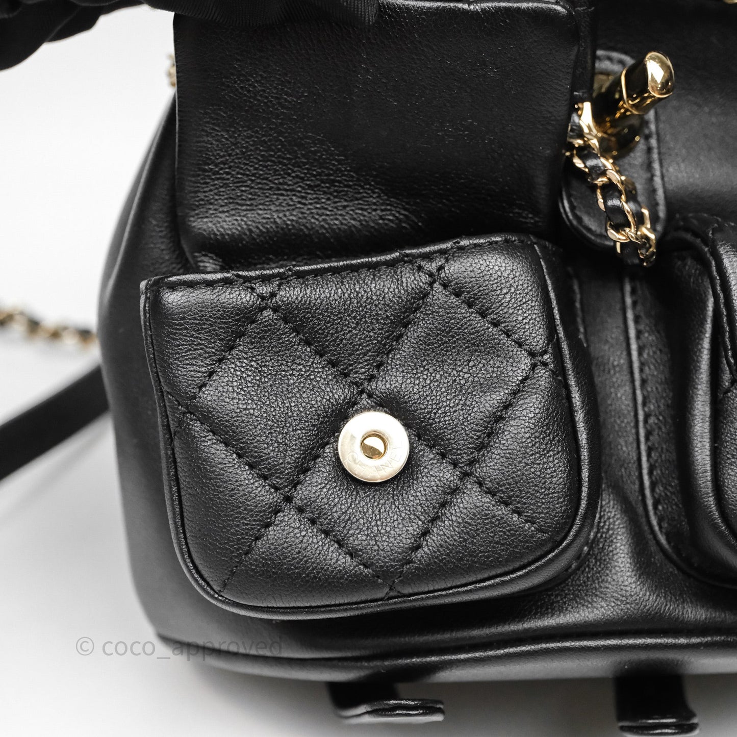 Chanel Mini Duma Backpack Black Calfskin Gold Hardware