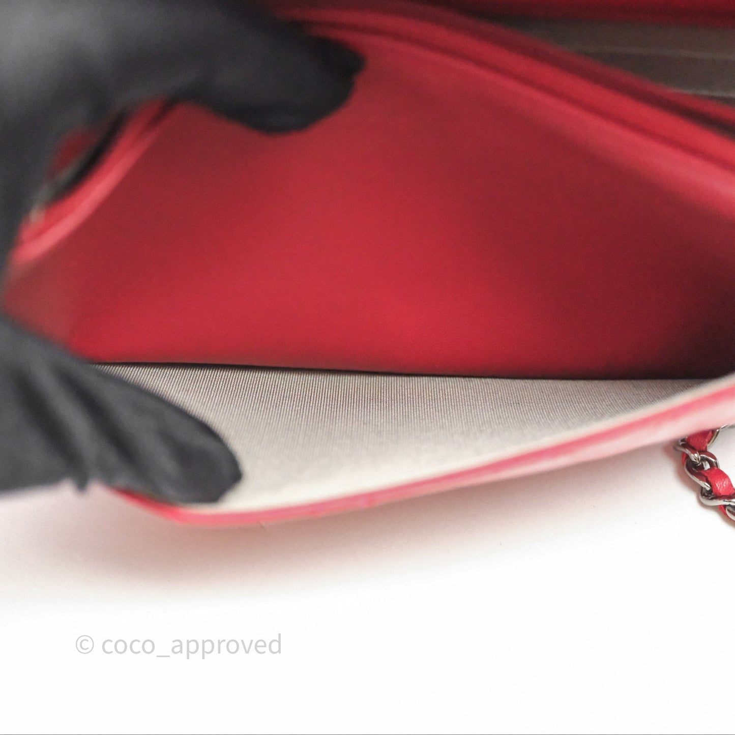 Chanel Boy Wallet on Chain WOC Red Lambskin Dark Silver Hardware