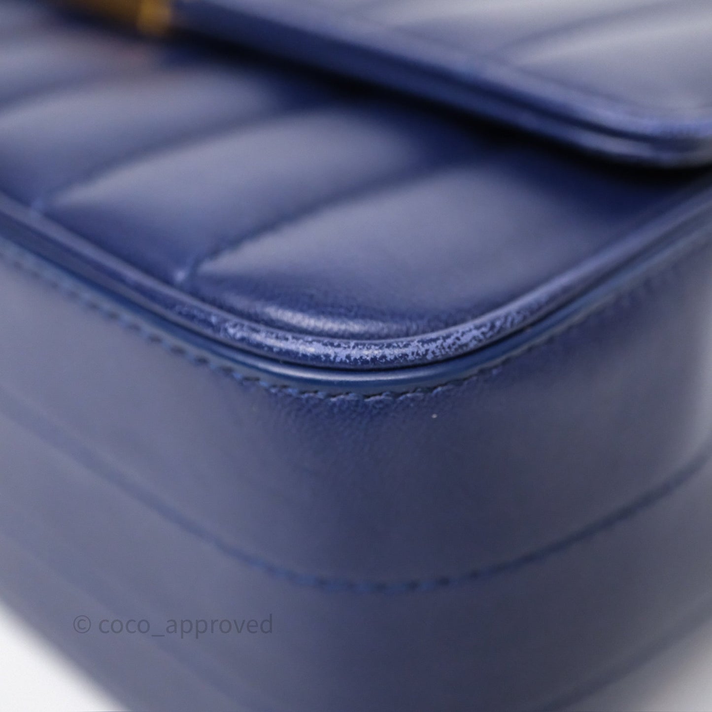 Saint Laurent Medium Vicky Bag Blue Lambskin Gold Hardware