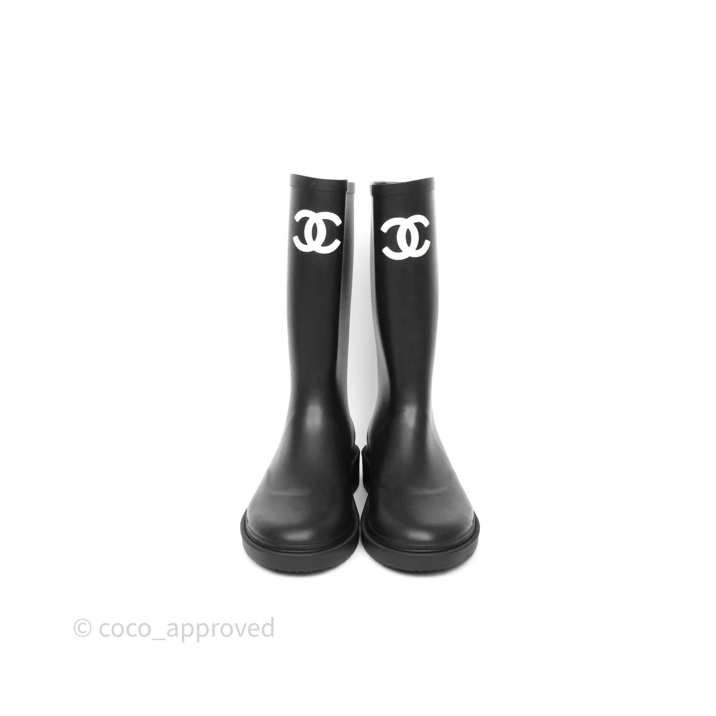 Chanel CC Rain Boots Black Caoutchouc Size 38