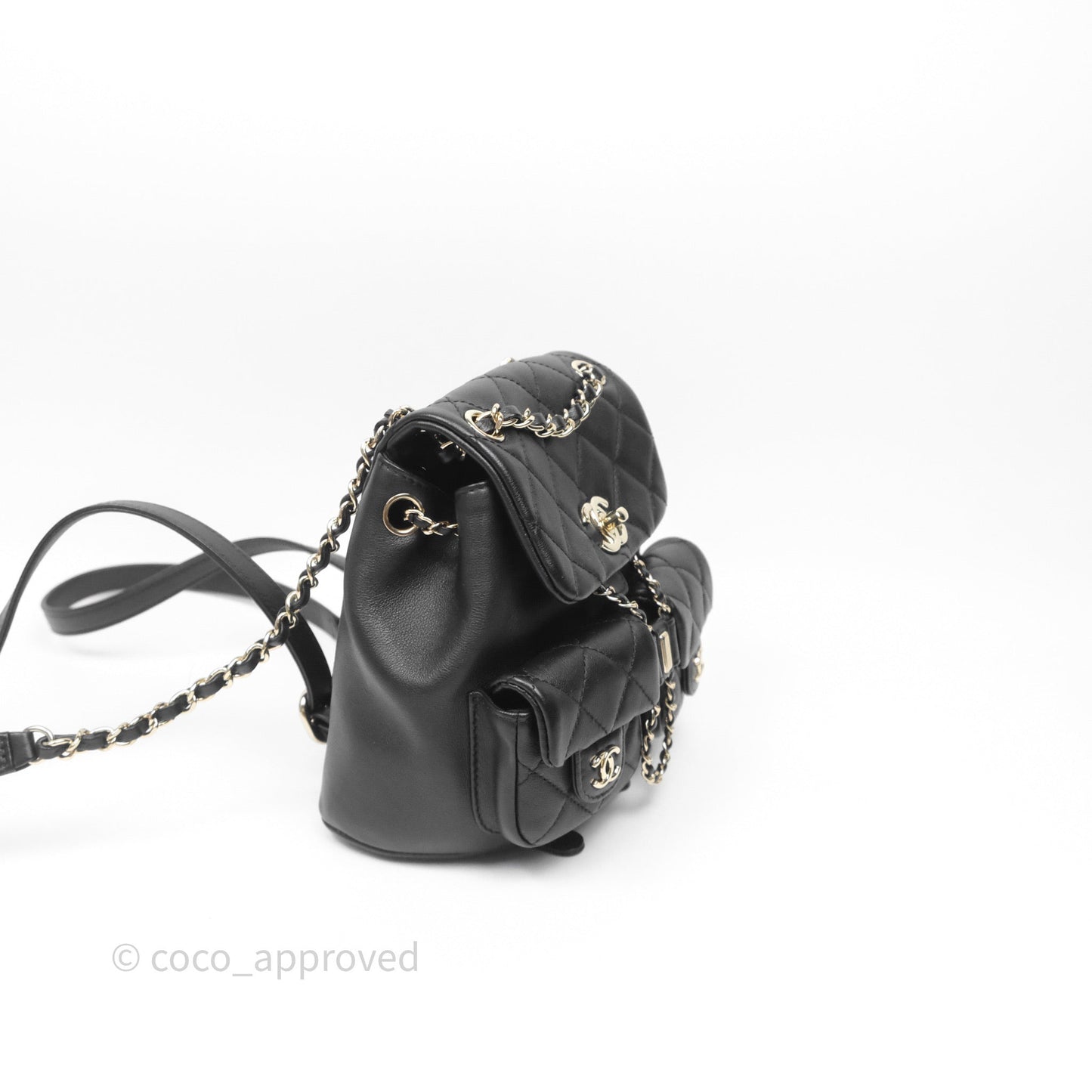 Chanel Mini Duma Backpack Black Calfskin Gold Hardware