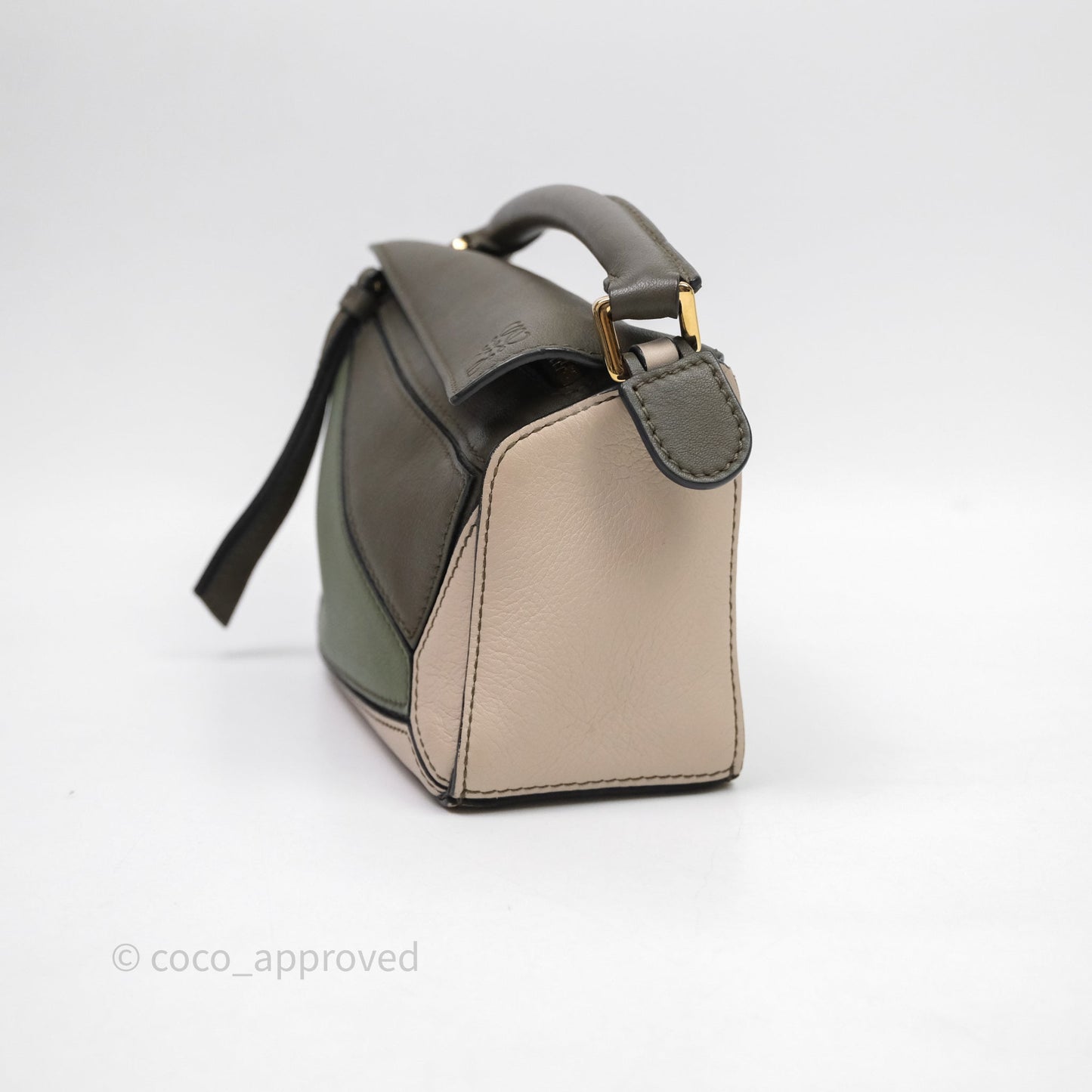 Loewe Mini Puzzle Bag Green Calfskin Gold Hardware
