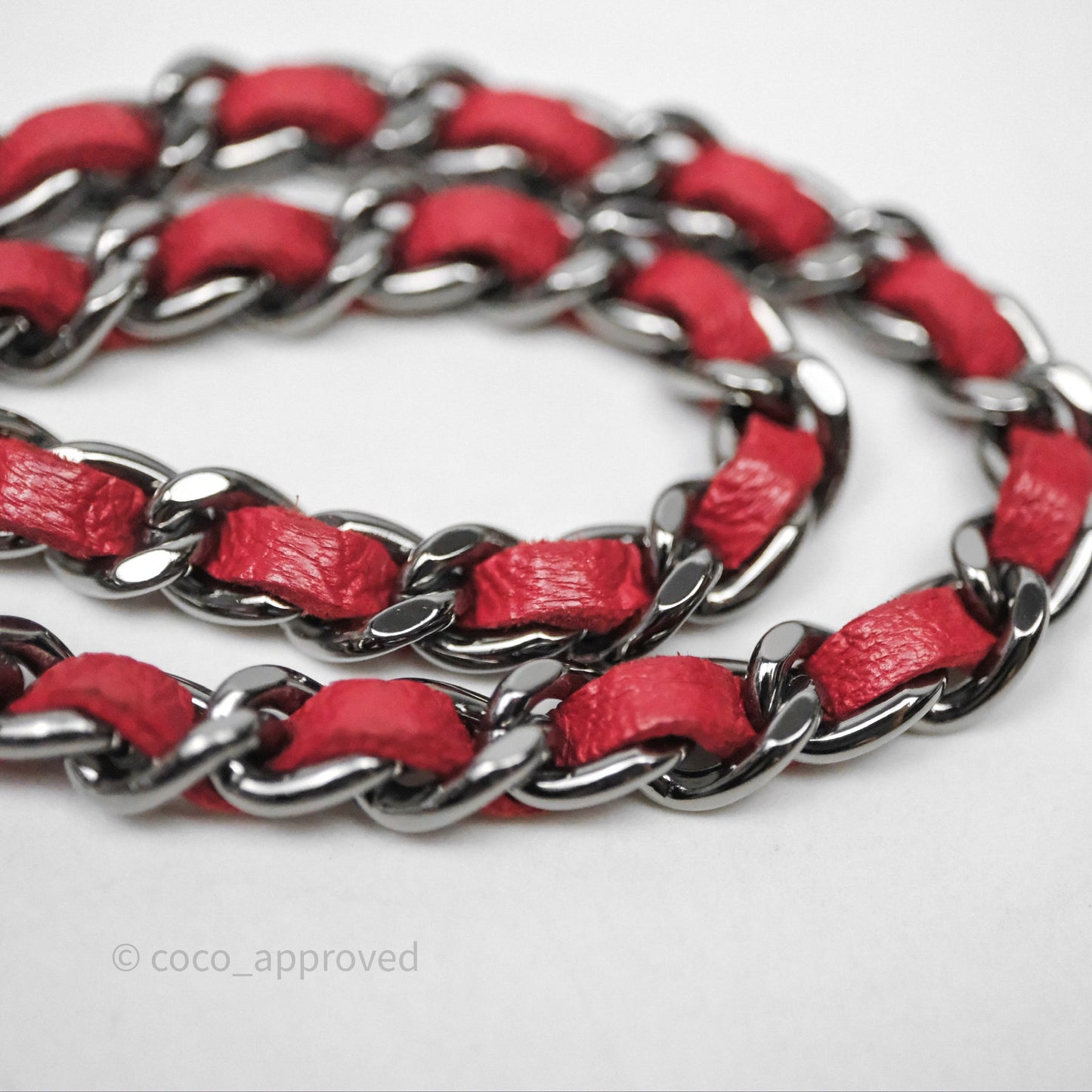 Chanel Boy Wallet on Chain WOC Red Lambskin Dark Silver Hardware