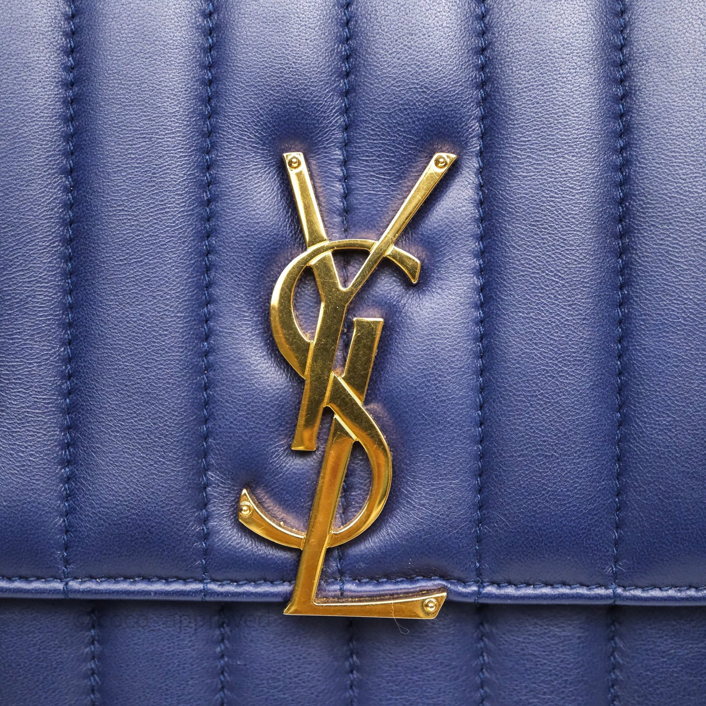 Saint Laurent Medium Vicky Bag Blue Lambskin Gold Hardware