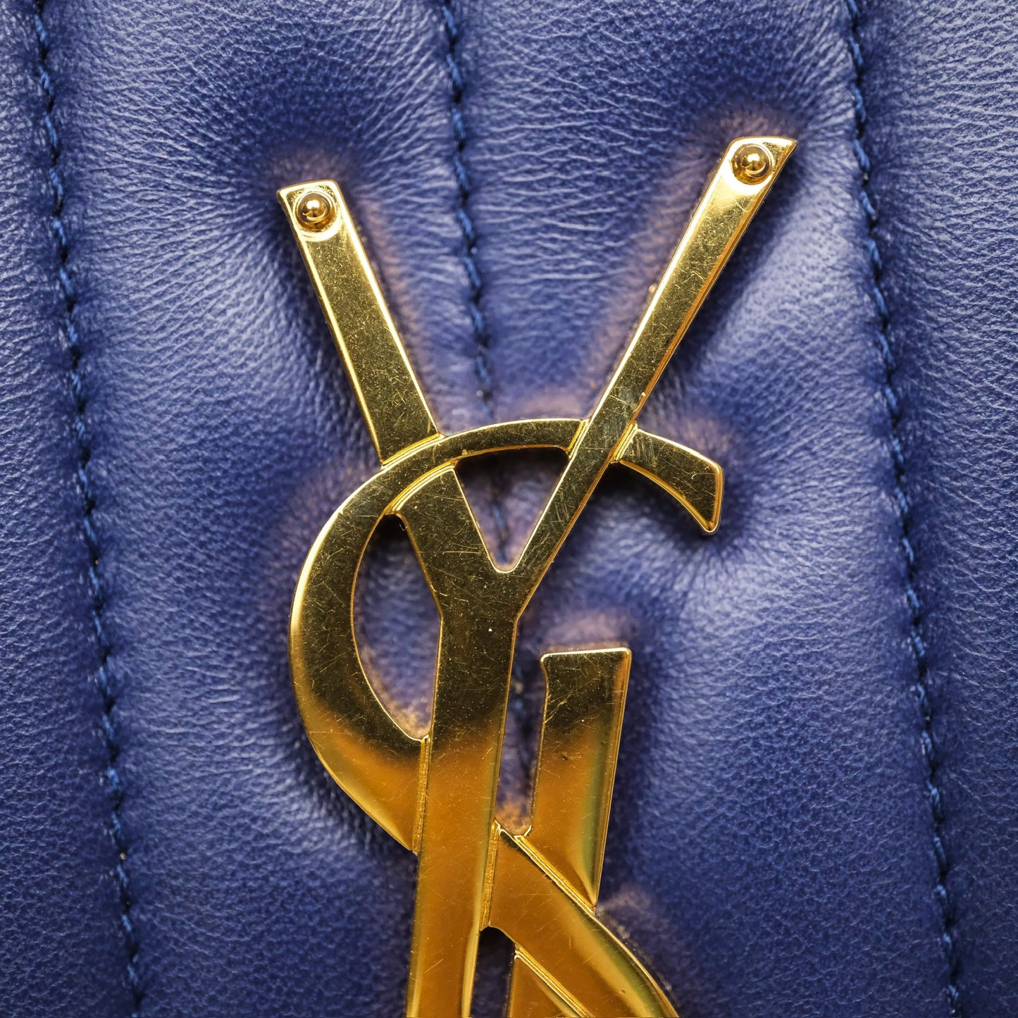 Saint Laurent Medium Vicky Bag Blue Lambskin Gold Hardware