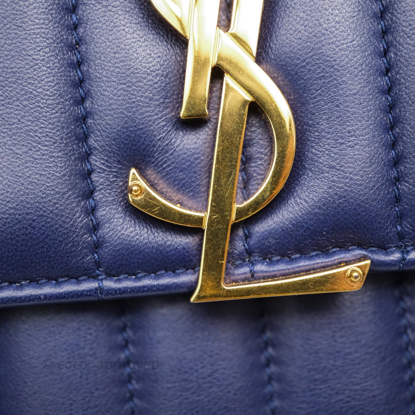 Saint Laurent Medium Vicky Bag Blue Lambskin Gold Hardware