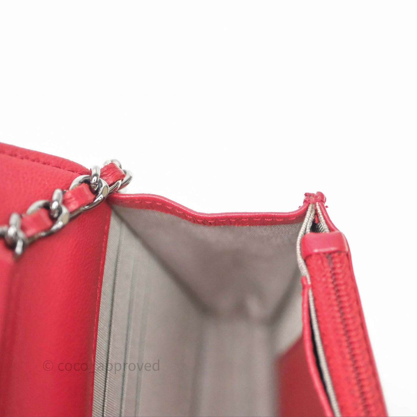 Chanel Boy Wallet on Chain WOC Red Lambskin Dark Silver Hardware
