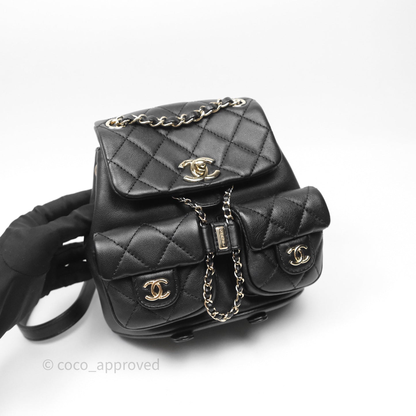 Chanel Mini Duma Backpack Black Calfskin Gold Hardware
