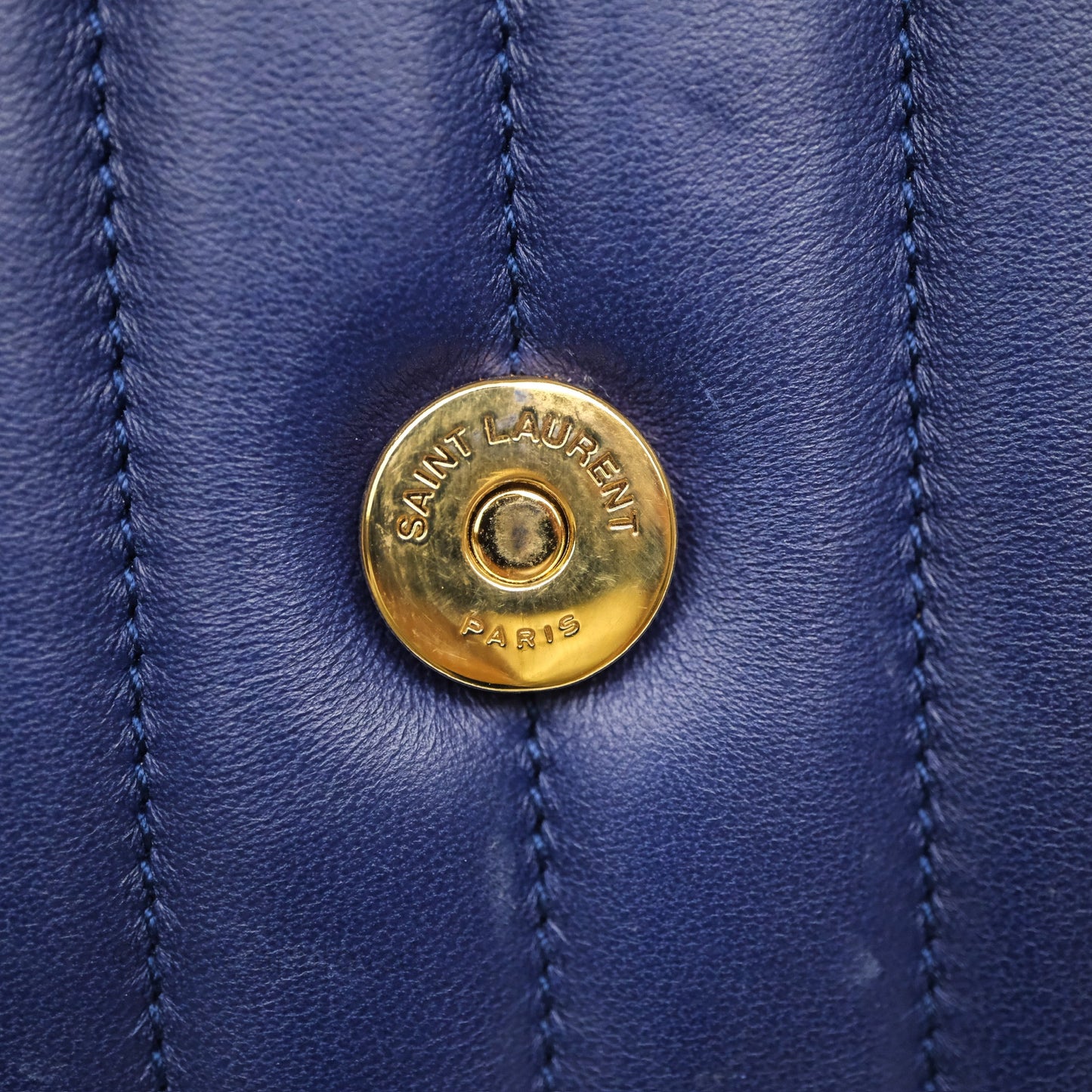 Saint Laurent Medium Vicky Bag Blue Lambskin Gold Hardware