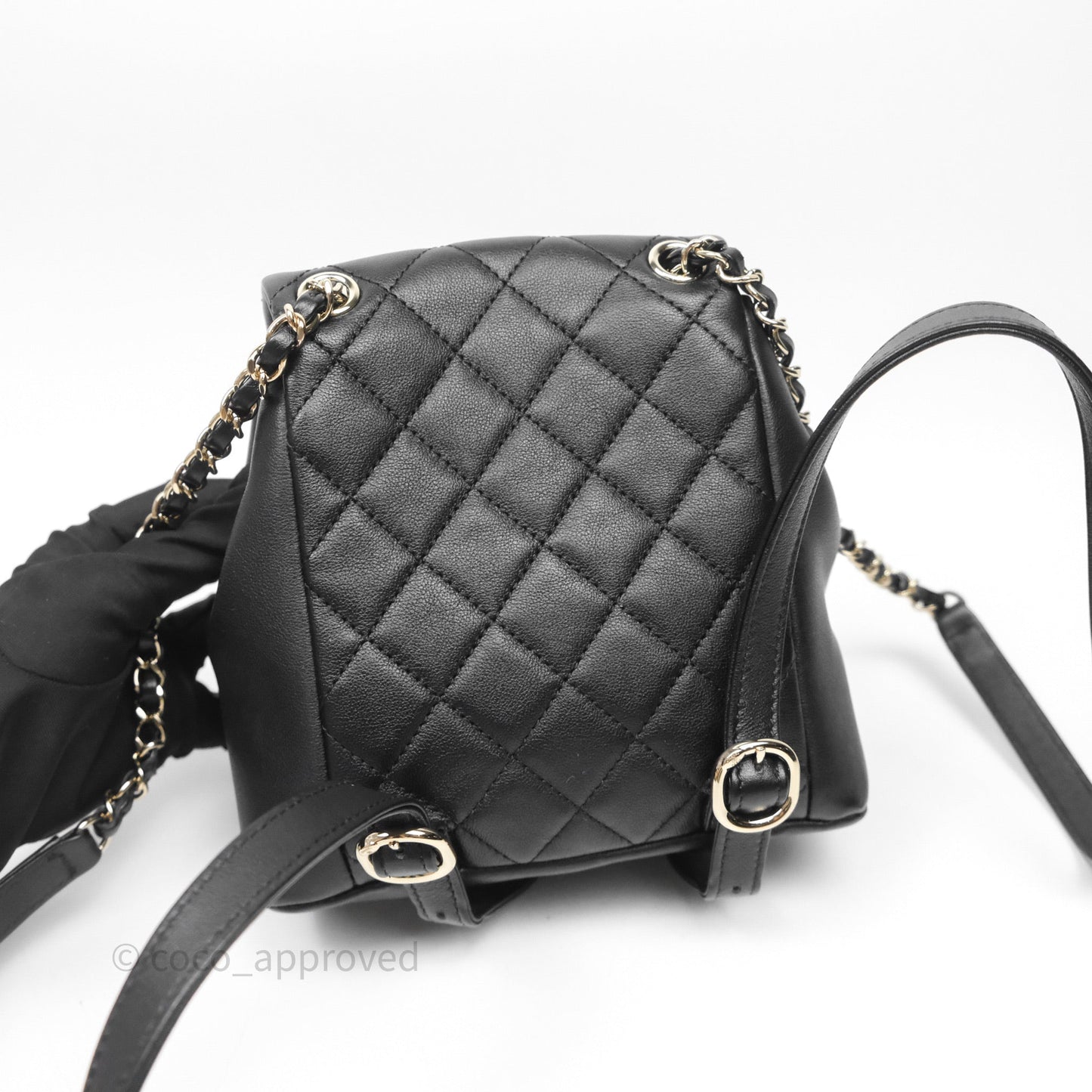 Chanel Mini Duma Backpack Black Calfskin Gold Hardware