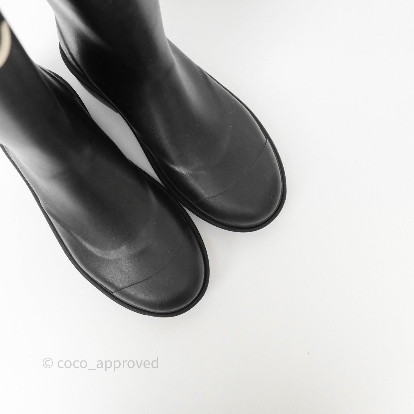 Chanel CC Rain Boots Black Caoutchouc Size 38