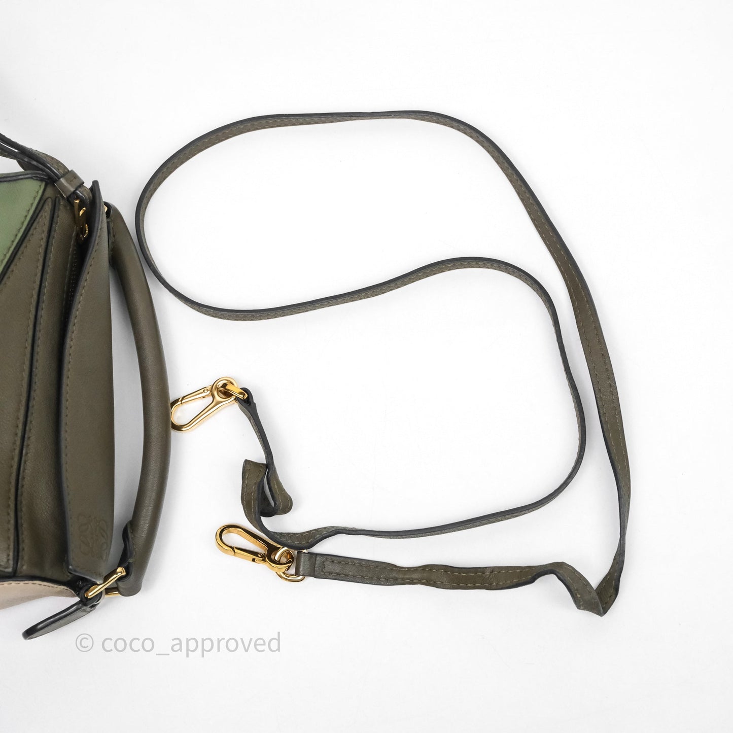 Loewe Mini Puzzle Bag Green Calfskin Gold Hardware