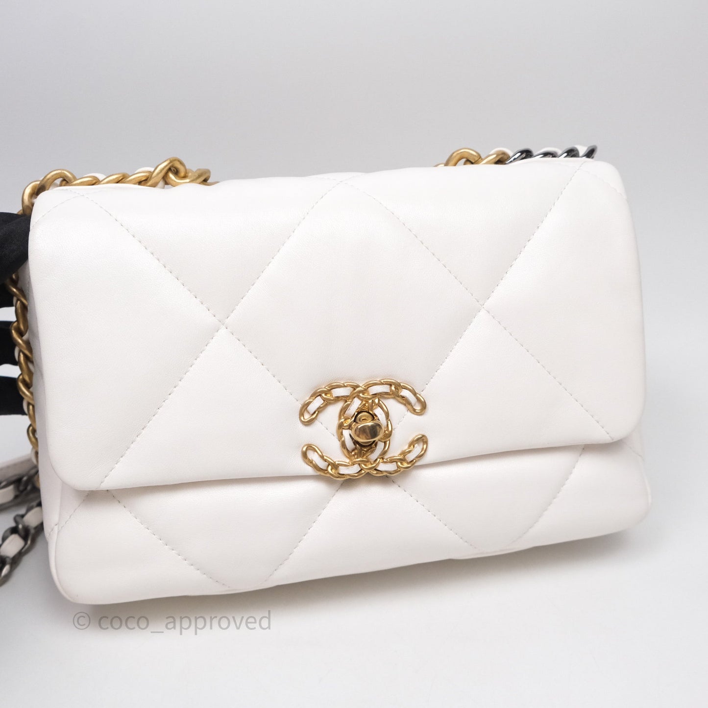 Chanel 19 Small White Mixed Hardware