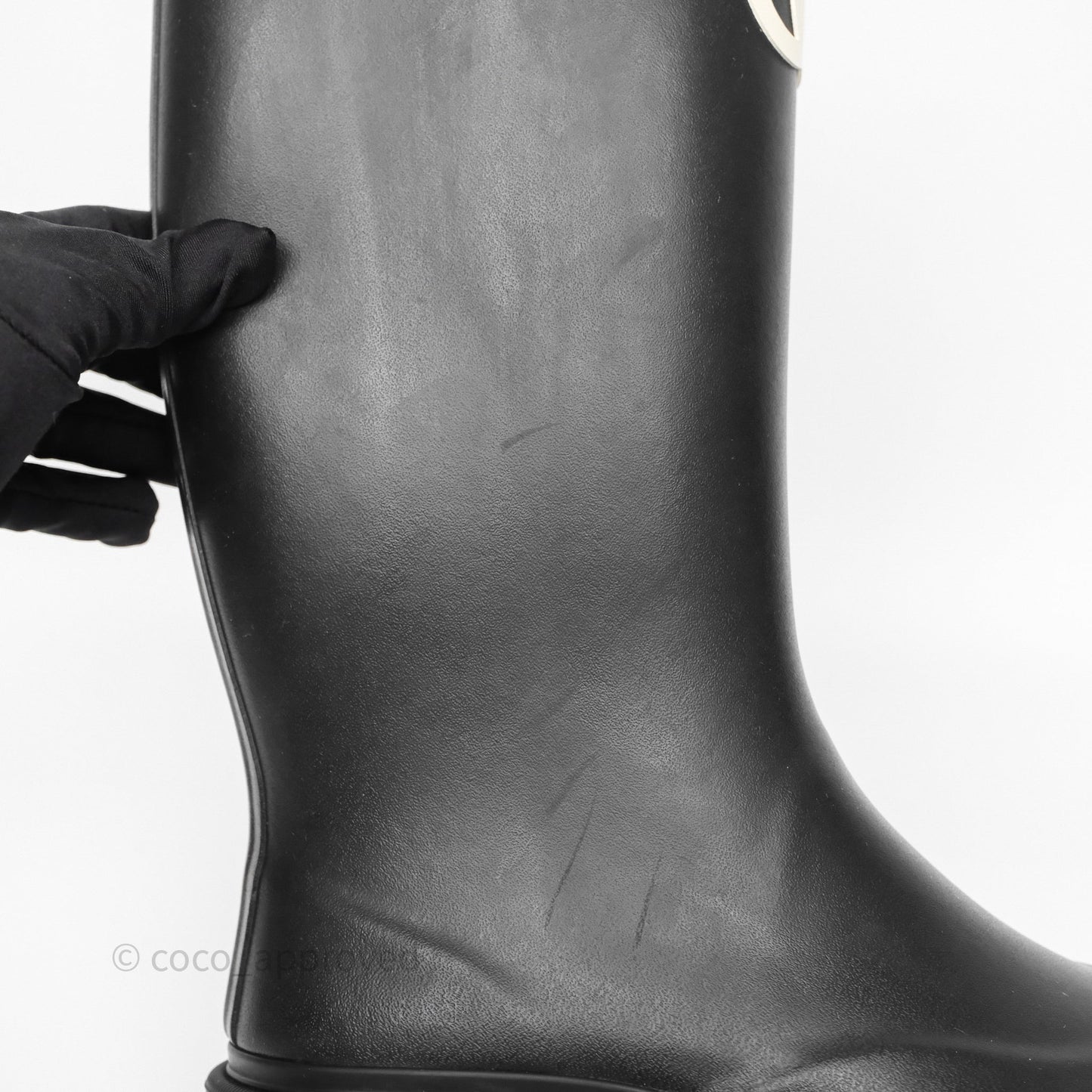 Chanel CC Rain Boots Black Caoutchouc Size 38