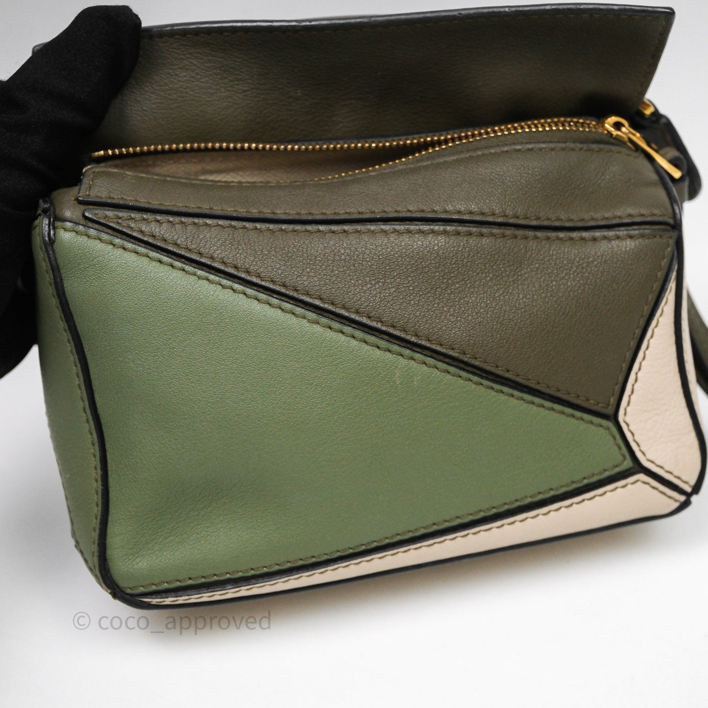 Loewe Mini Puzzle Bag Green Calfskin Gold Hardware