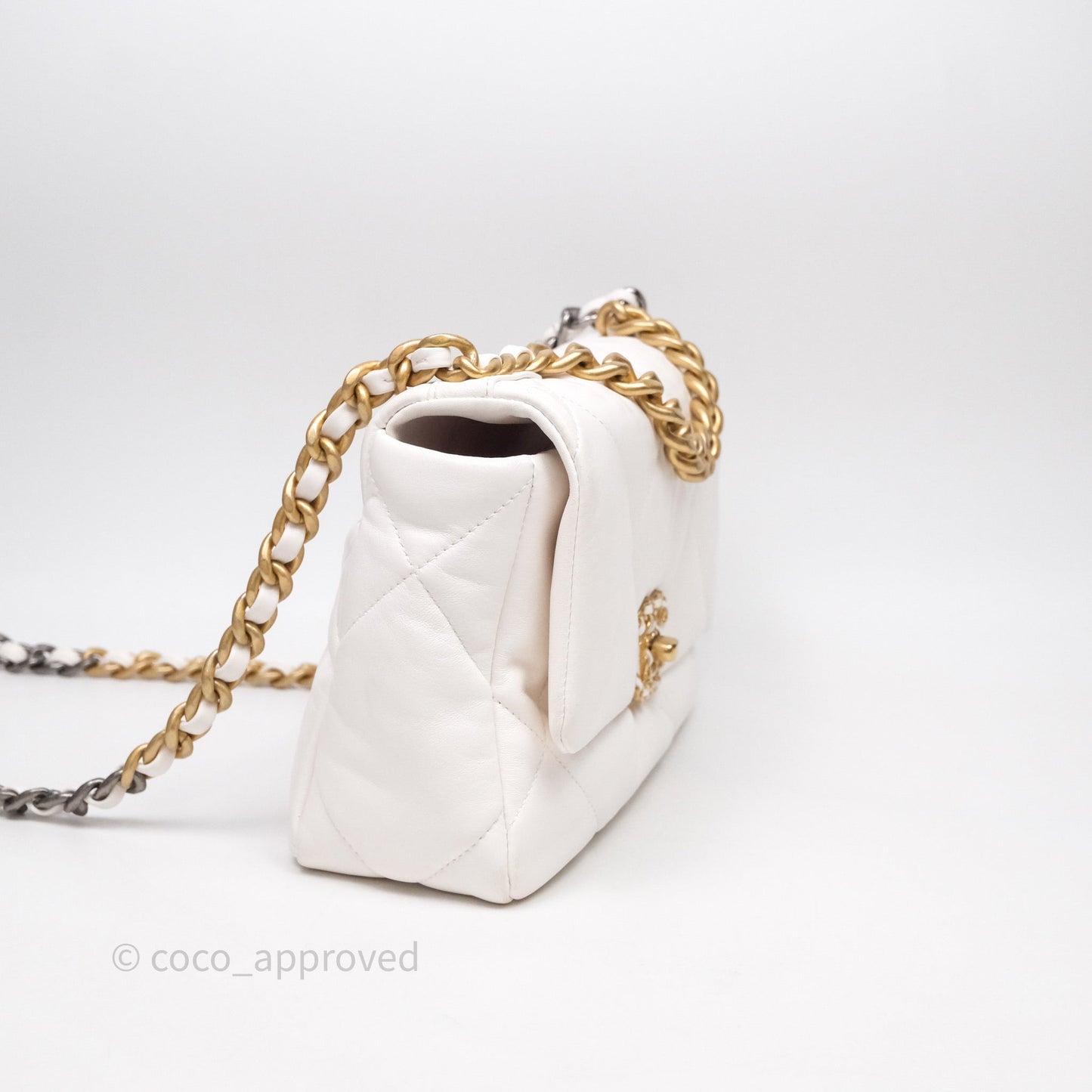 Chanel 19 Small White Mixed Hardware