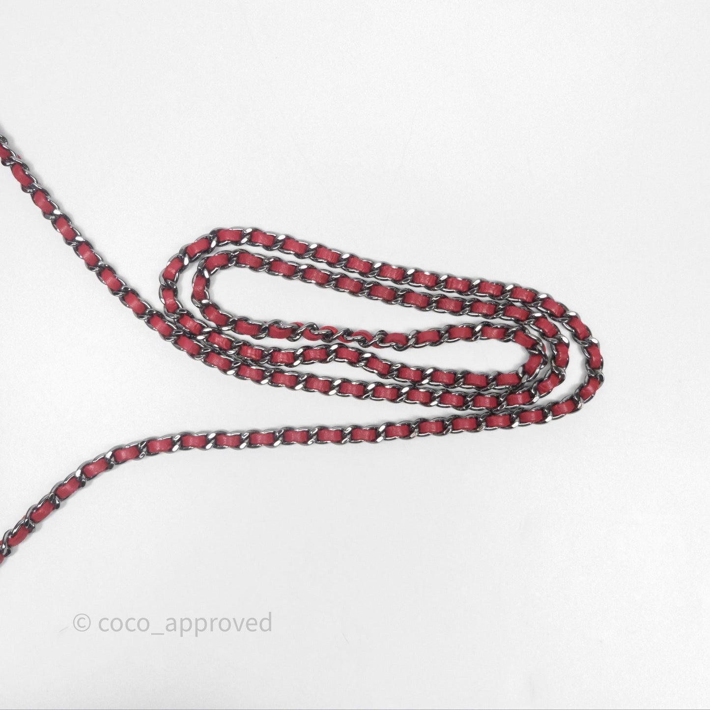 Chanel Boy Wallet on Chain WOC Red Lambskin Dark Silver Hardware