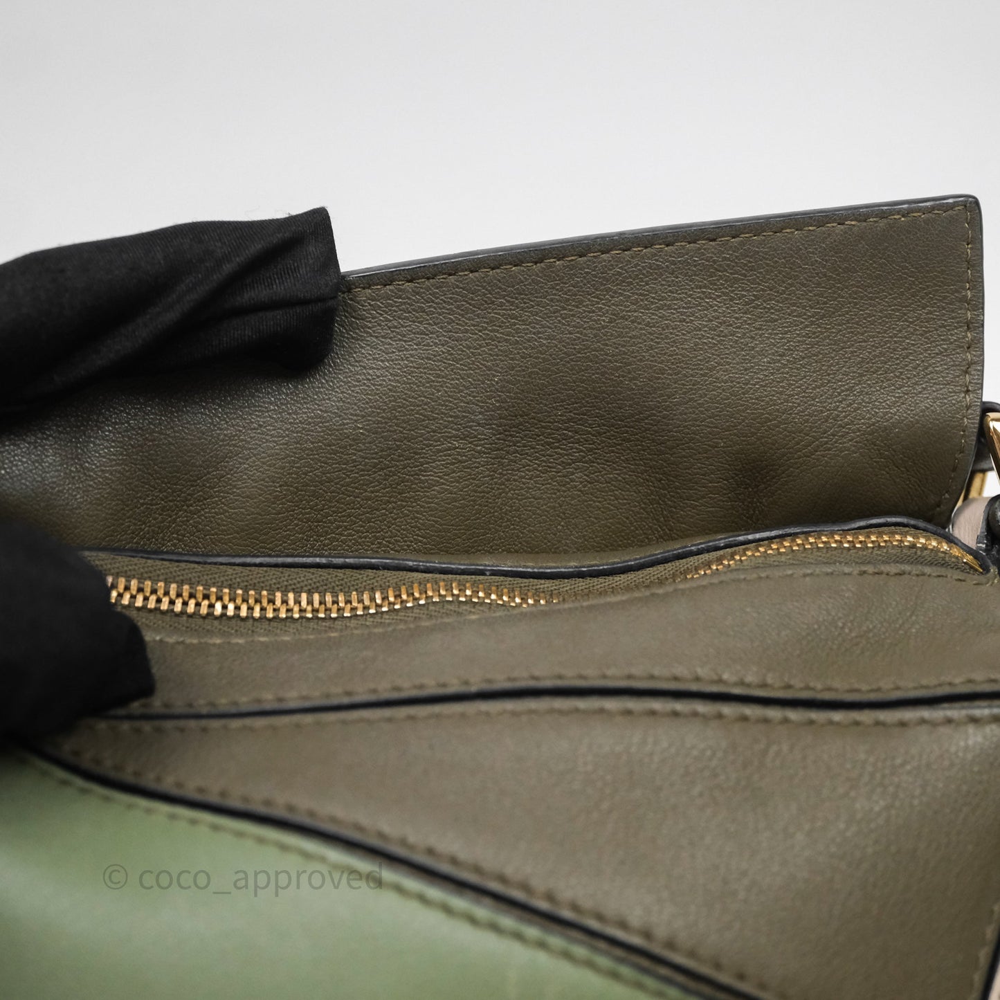 Loewe Mini Puzzle Bag Green Calfskin Gold Hardware