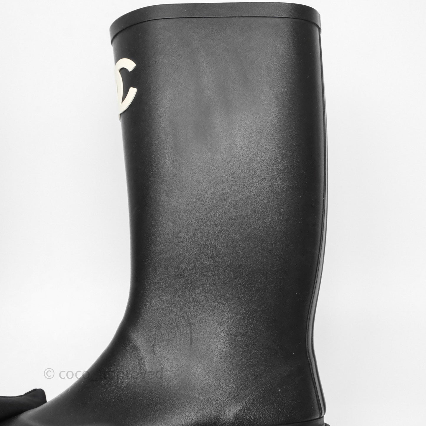 Chanel CC Rain Boots Black Caoutchouc Size 38