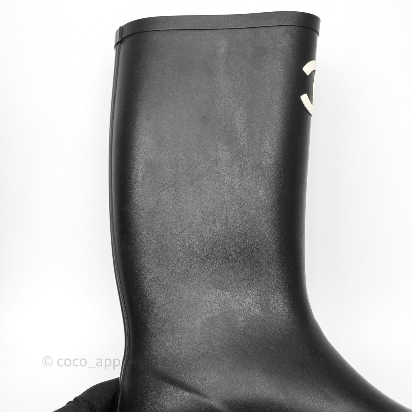 Chanel CC Rain Boots Black Caoutchouc Size 38