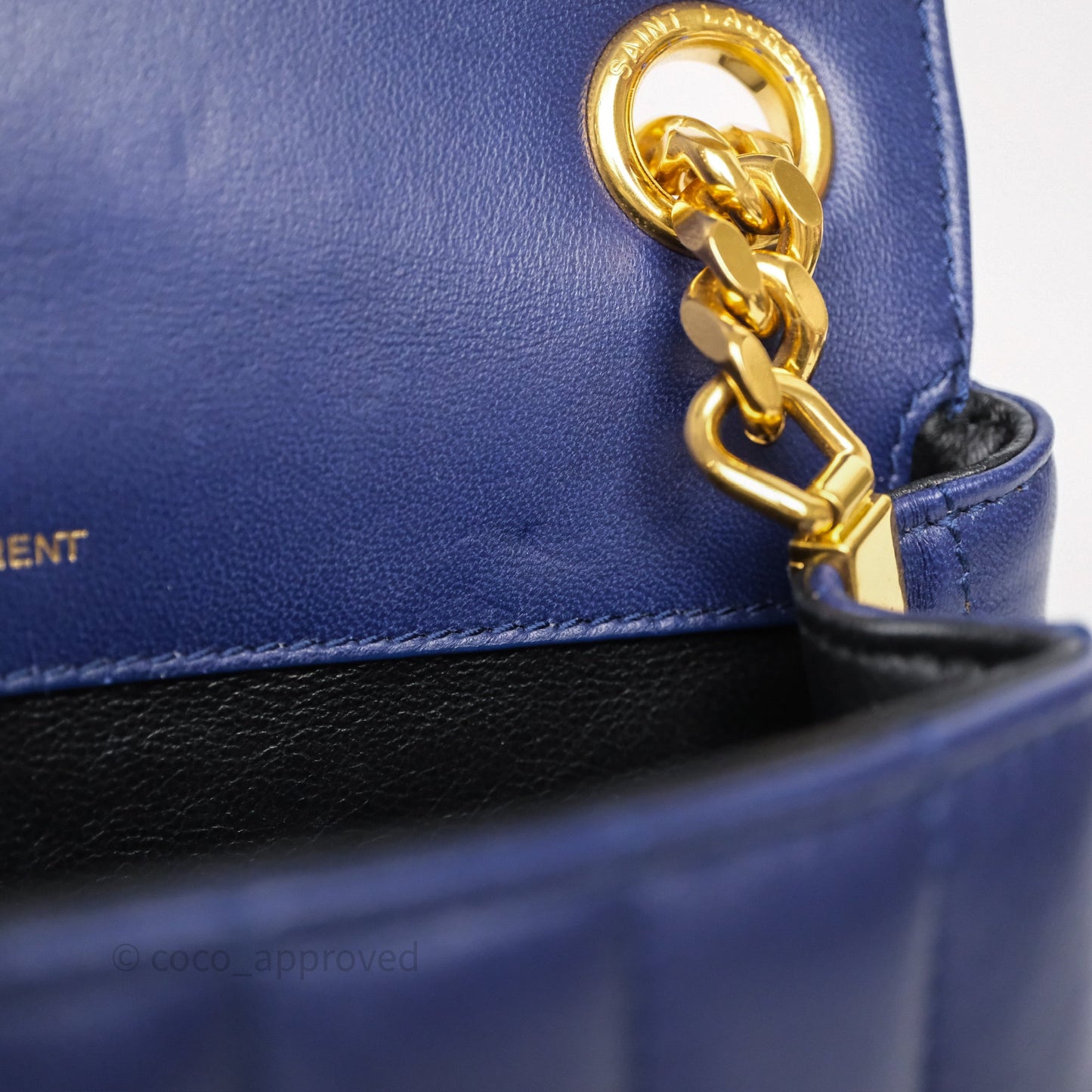 Saint Laurent Medium Vicky Bag Blue Lambskin Gold Hardware