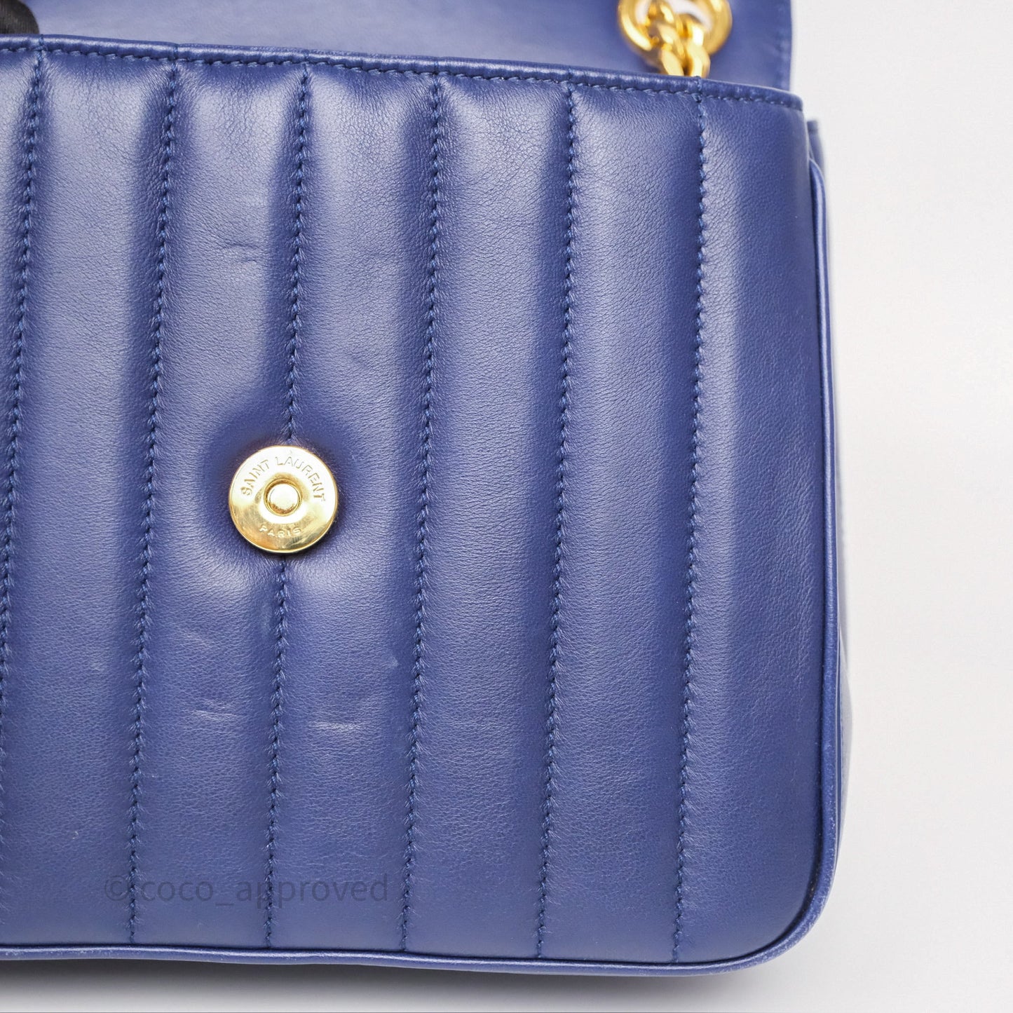 Saint Laurent Medium Vicky Bag Blue Lambskin Gold Hardware