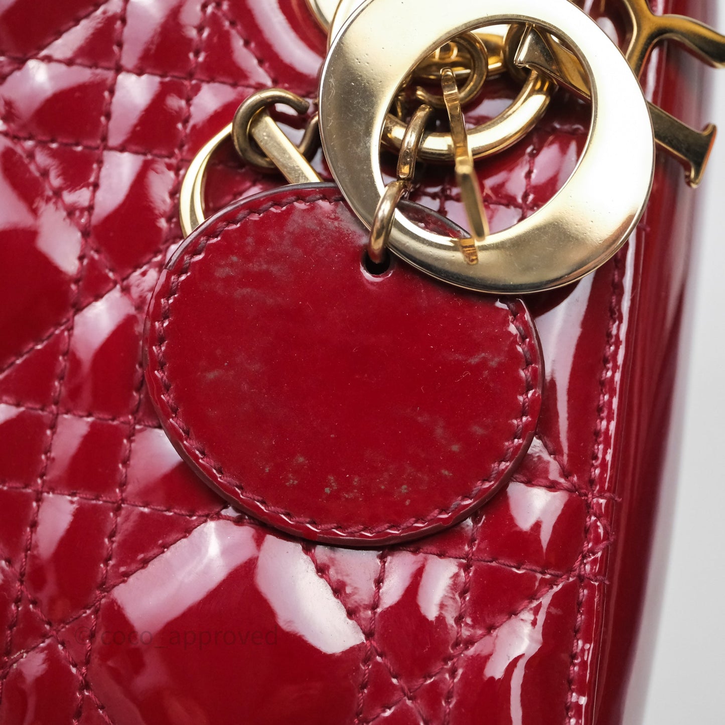 Christian Dior Mini Lady Dior Red Patent Cannage Gold Hardware
