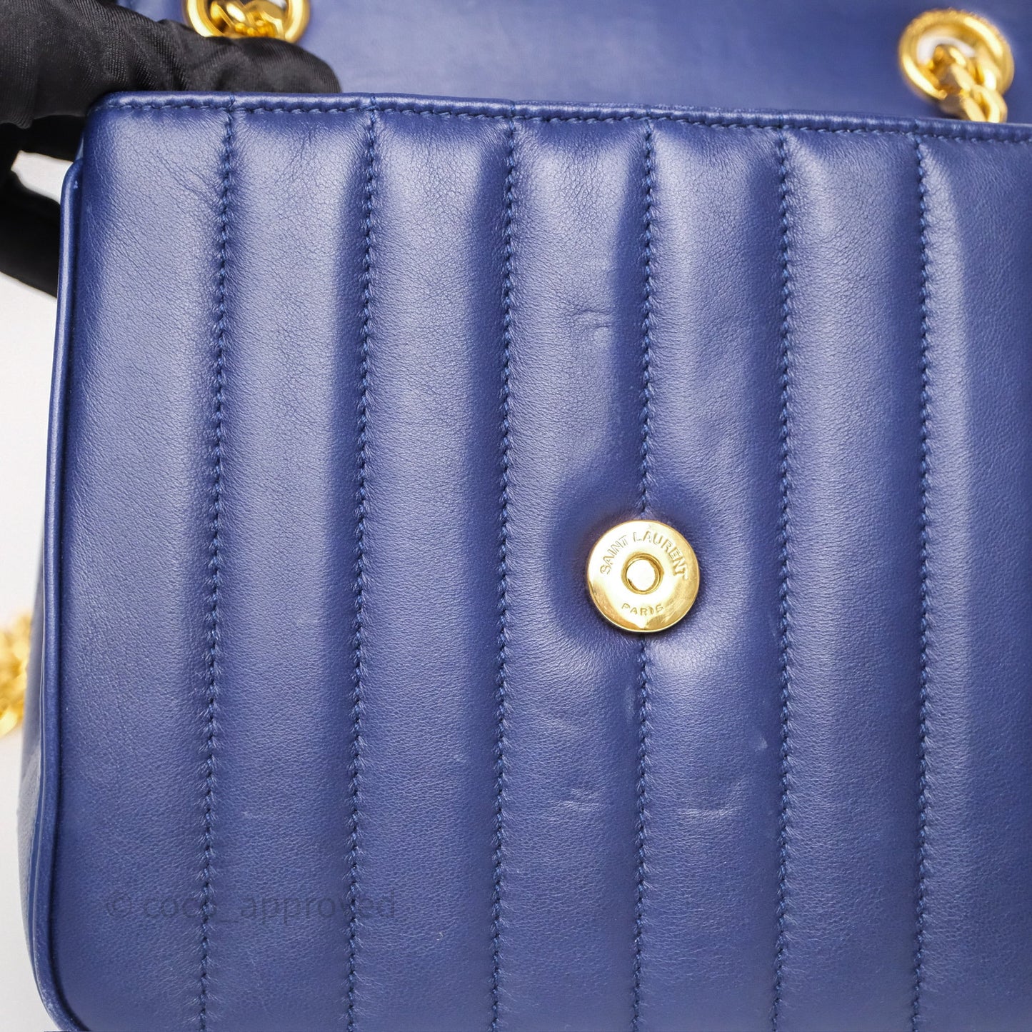 Saint Laurent Medium Vicky Bag Blue Lambskin Gold Hardware