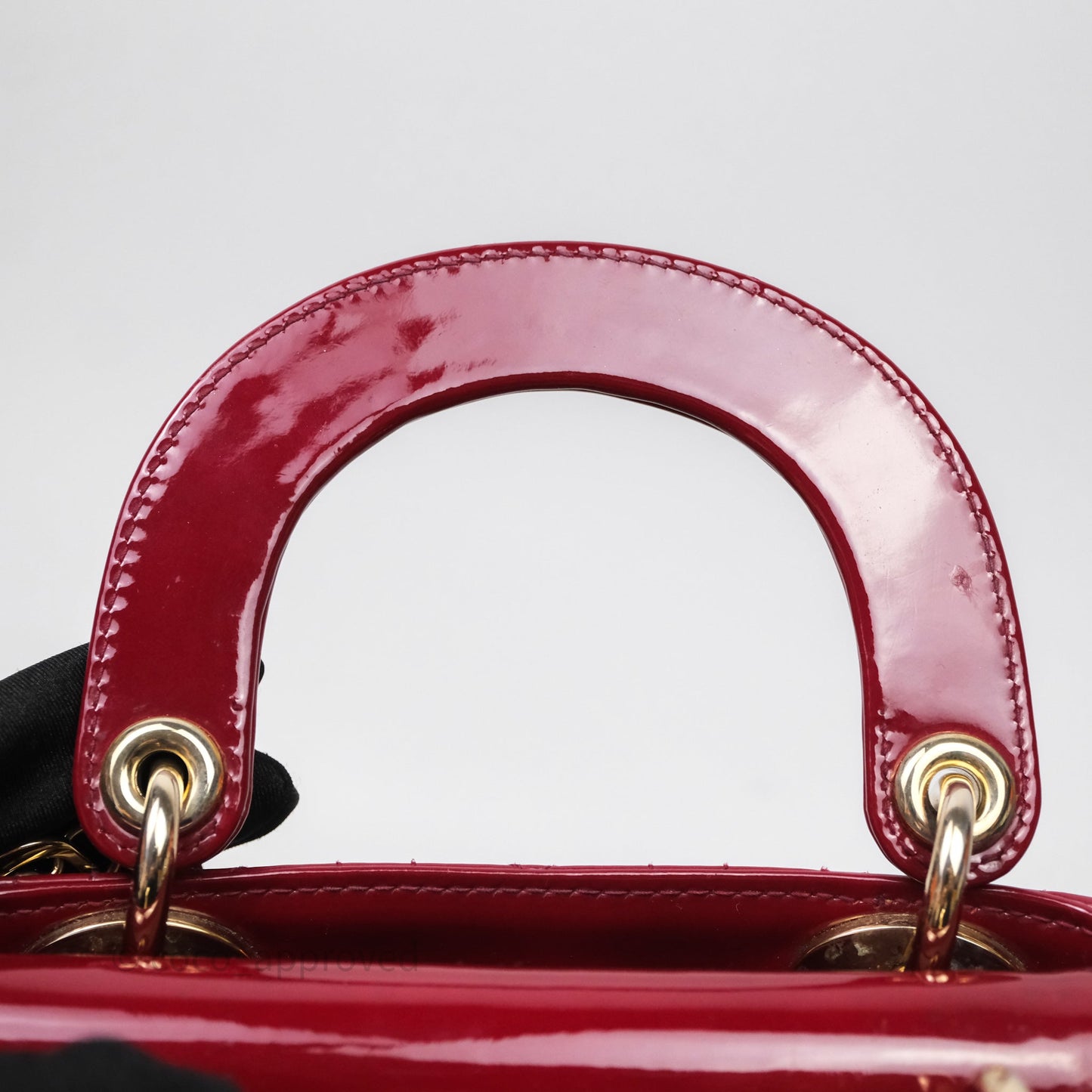 Christian Dior Mini Lady Dior Red Patent Cannage Gold Hardware