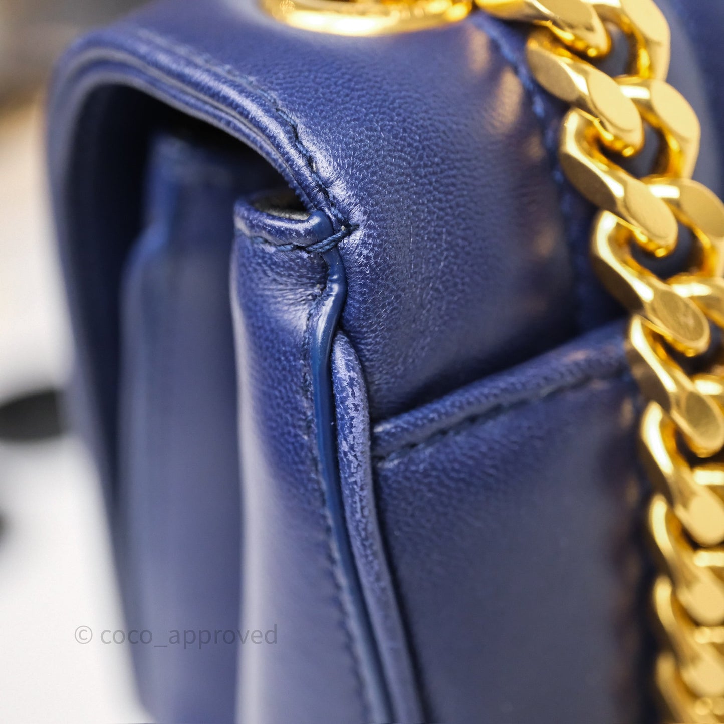 Saint Laurent Medium Vicky Bag Blue Lambskin Gold Hardware
