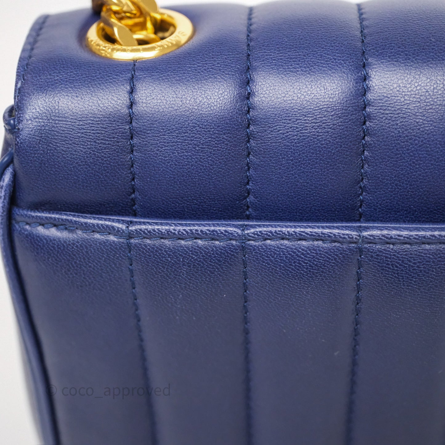 Saint Laurent Medium Vicky Bag Blue Lambskin Gold Hardware