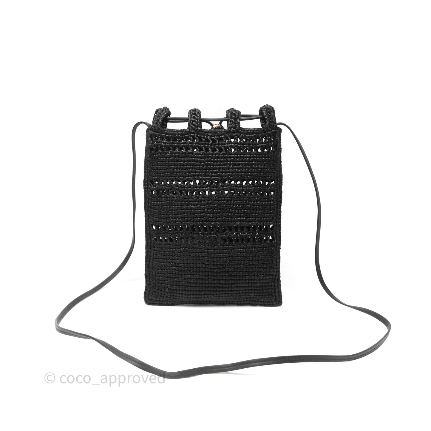 Loewe Drawstring Pocket In Raffia Black