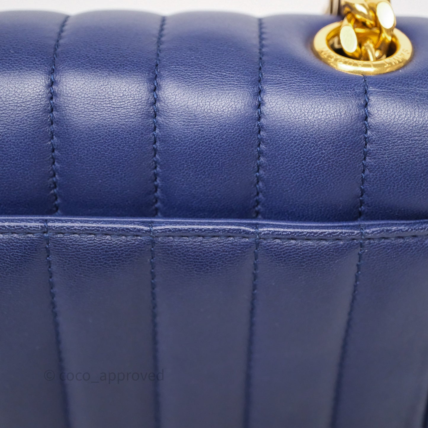 Saint Laurent Medium Vicky Bag Blue Lambskin Gold Hardware