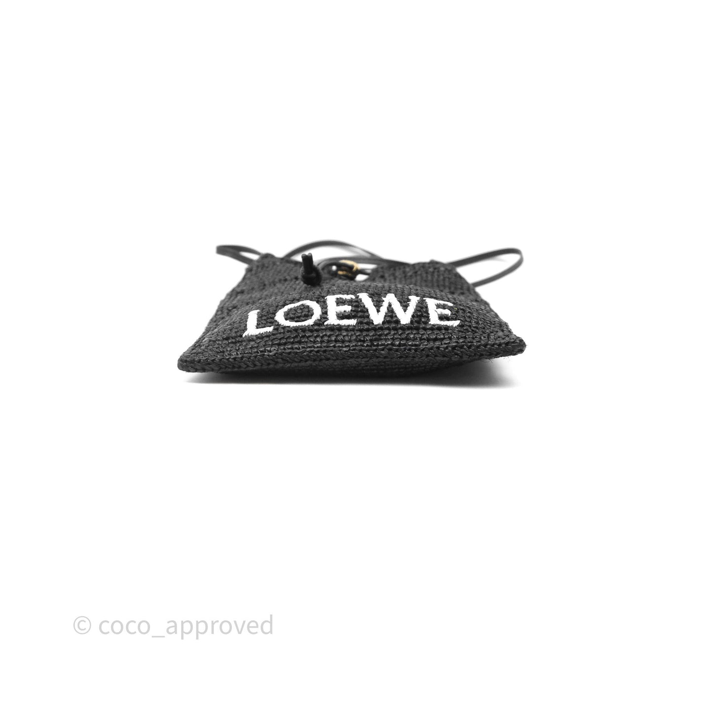 Loewe Drawstring Pocket In Raffia Black