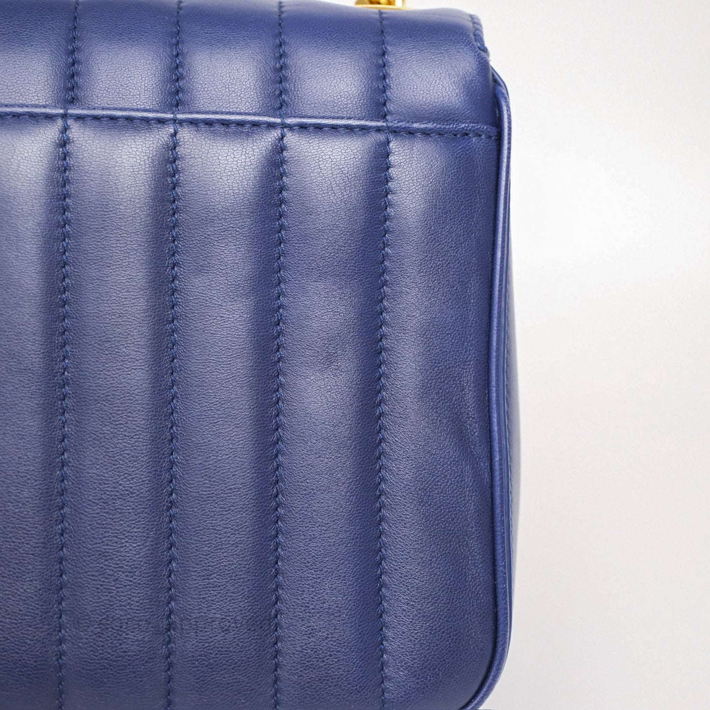 Saint Laurent Medium Vicky Bag Blue Lambskin Gold Hardware