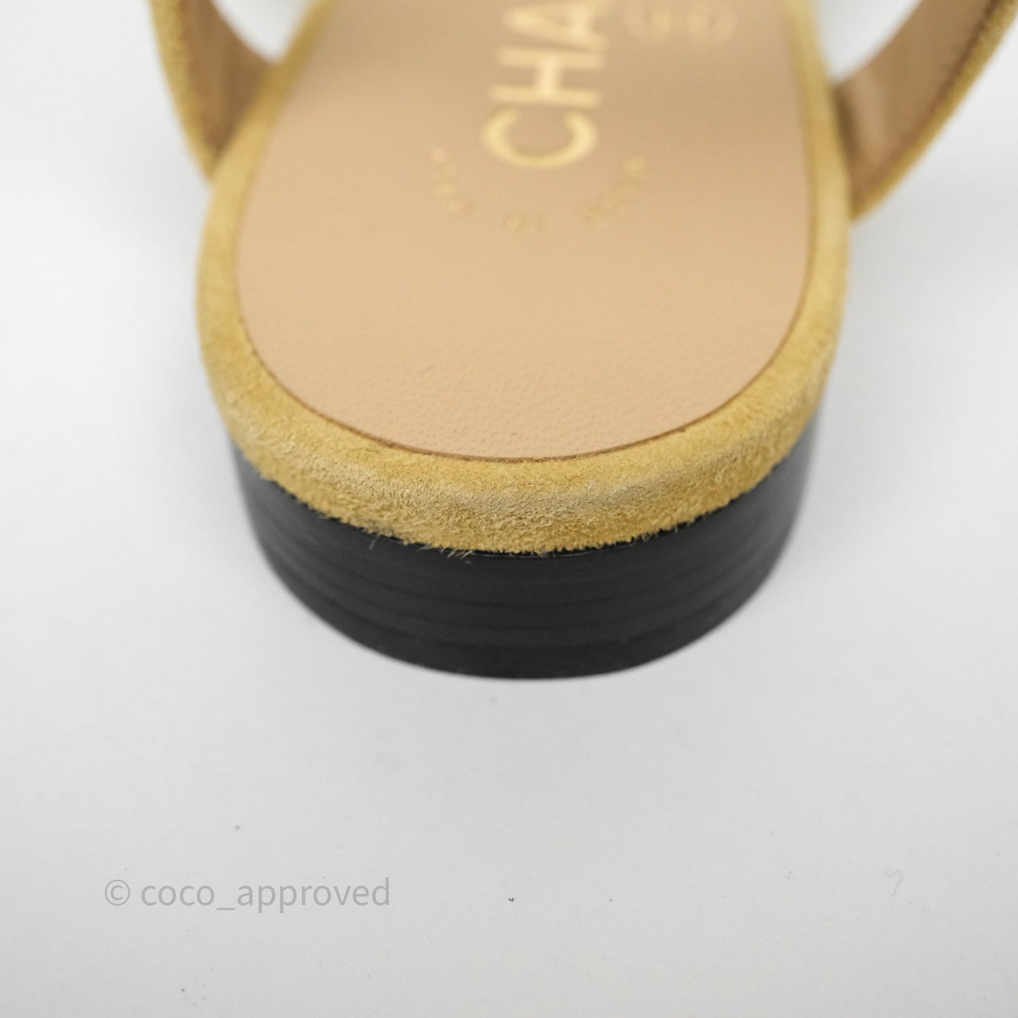 Chanel Bow Two-Tone Slingback Flats Beige/ Black Suede Size 38