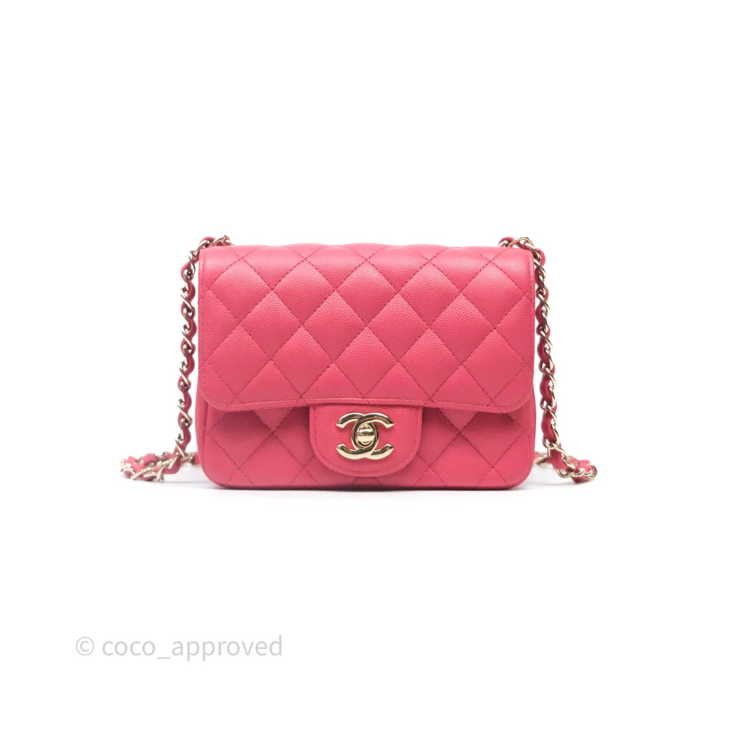 Chanel Quilted Mini Square Pink Caviar Gold Hardware