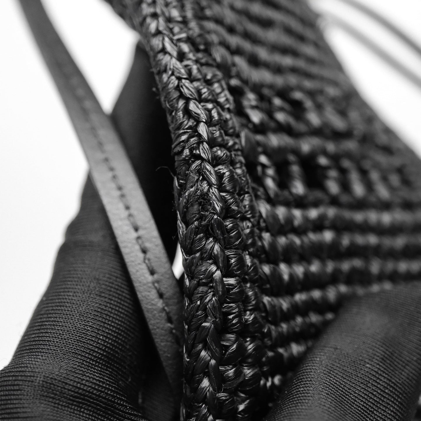 Loewe Drawstring Pocket In Raffia Black