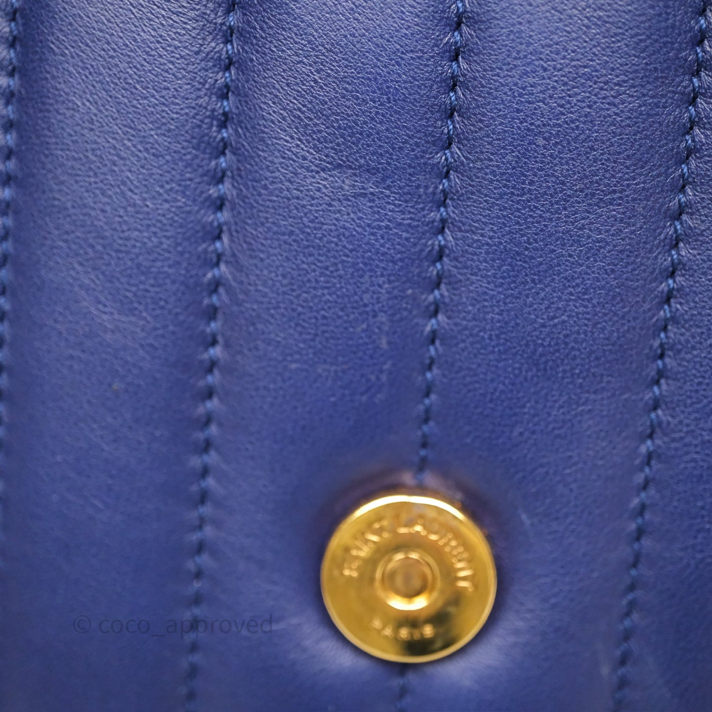 Saint Laurent Medium Vicky Bag Blue Lambskin Gold Hardware