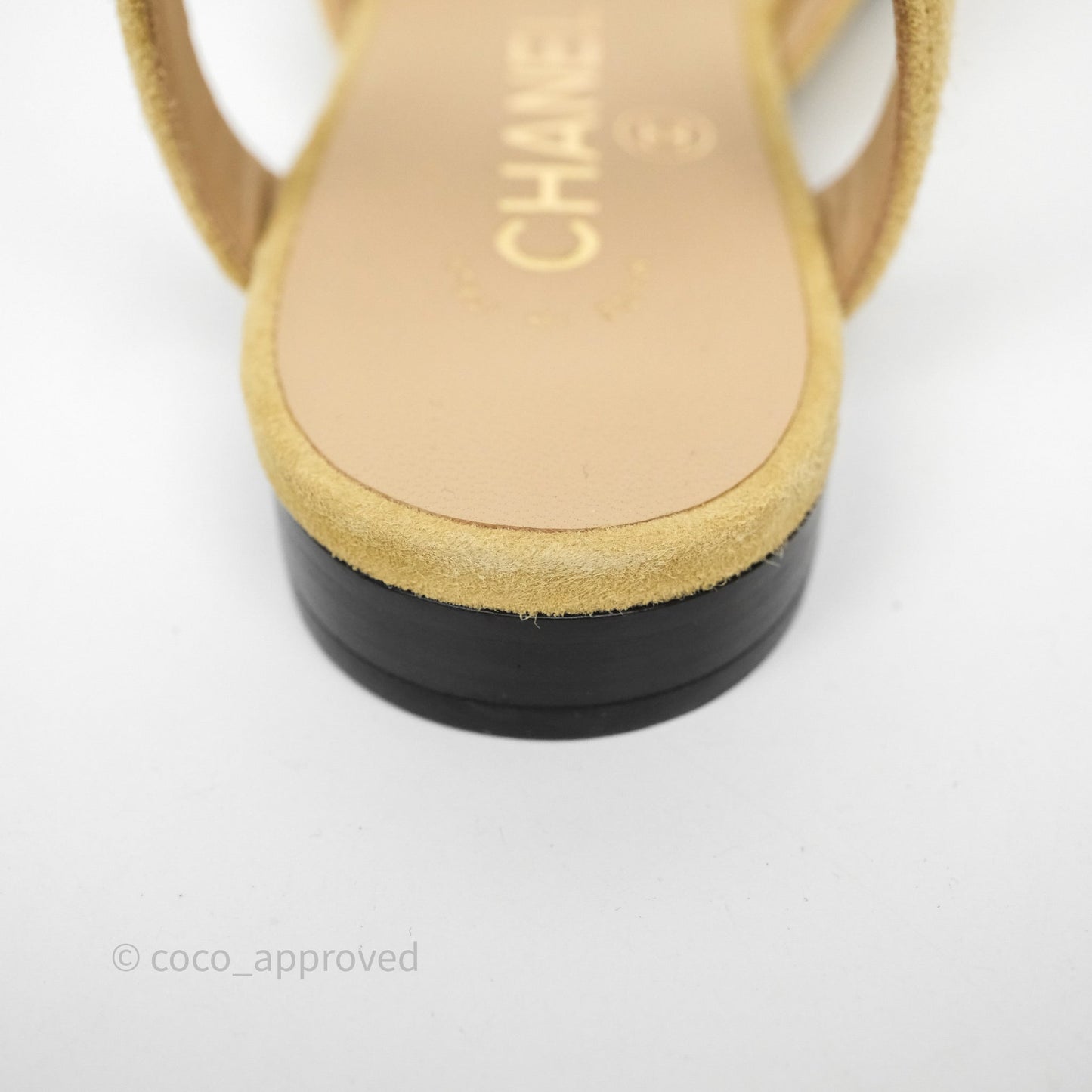 Chanel Bow Two-Tone Slingback Flats Beige/ Black Suede Size 38