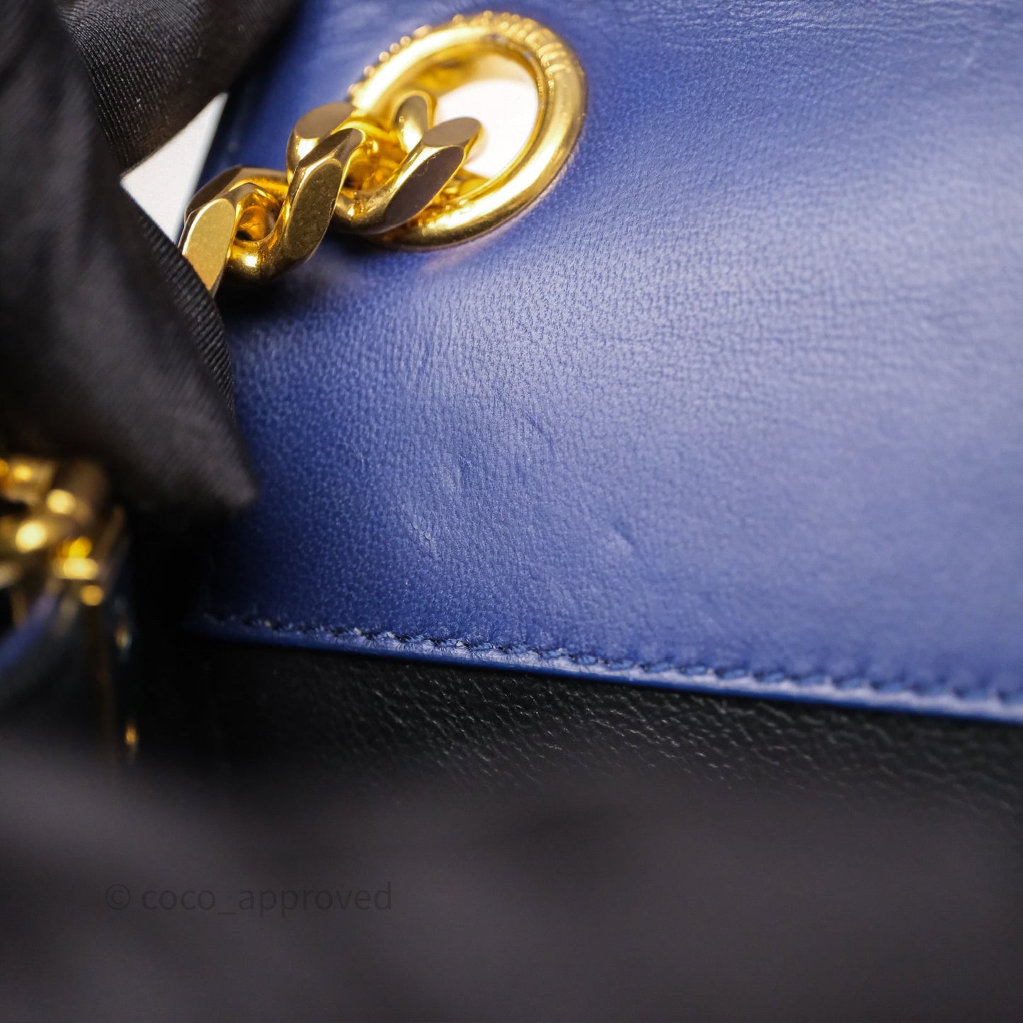 Saint Laurent Medium Vicky Bag Blue Lambskin Gold Hardware